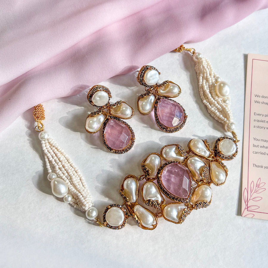 Heera-e-Hunar Mother of Pearls Gemstones Set - S-45