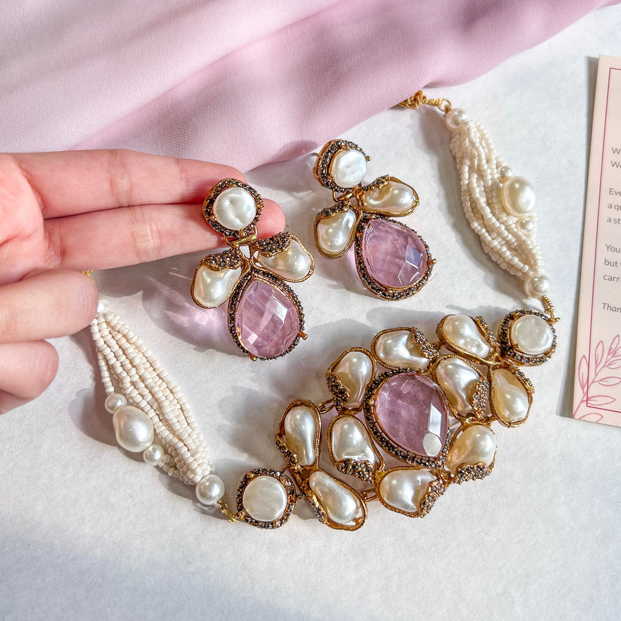 Heera-e-Hunar Mother of Pearls Gemstones Set - S-45
