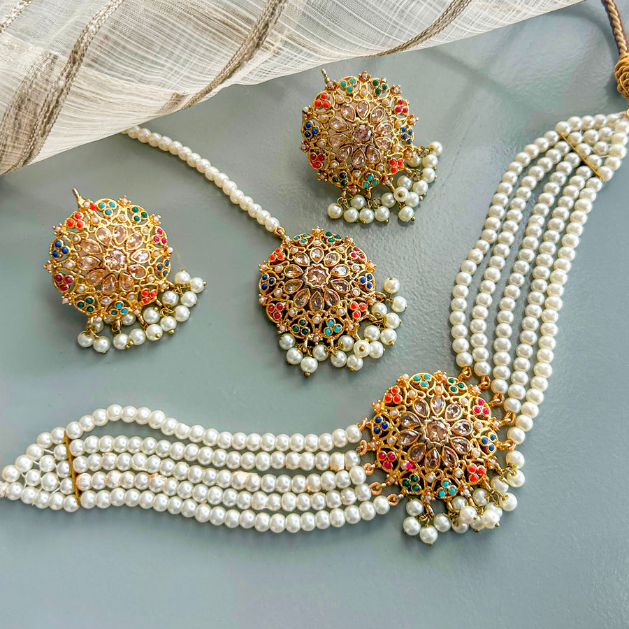Moti-e-Abroo Pearl Majesty Choker Set - CS-53