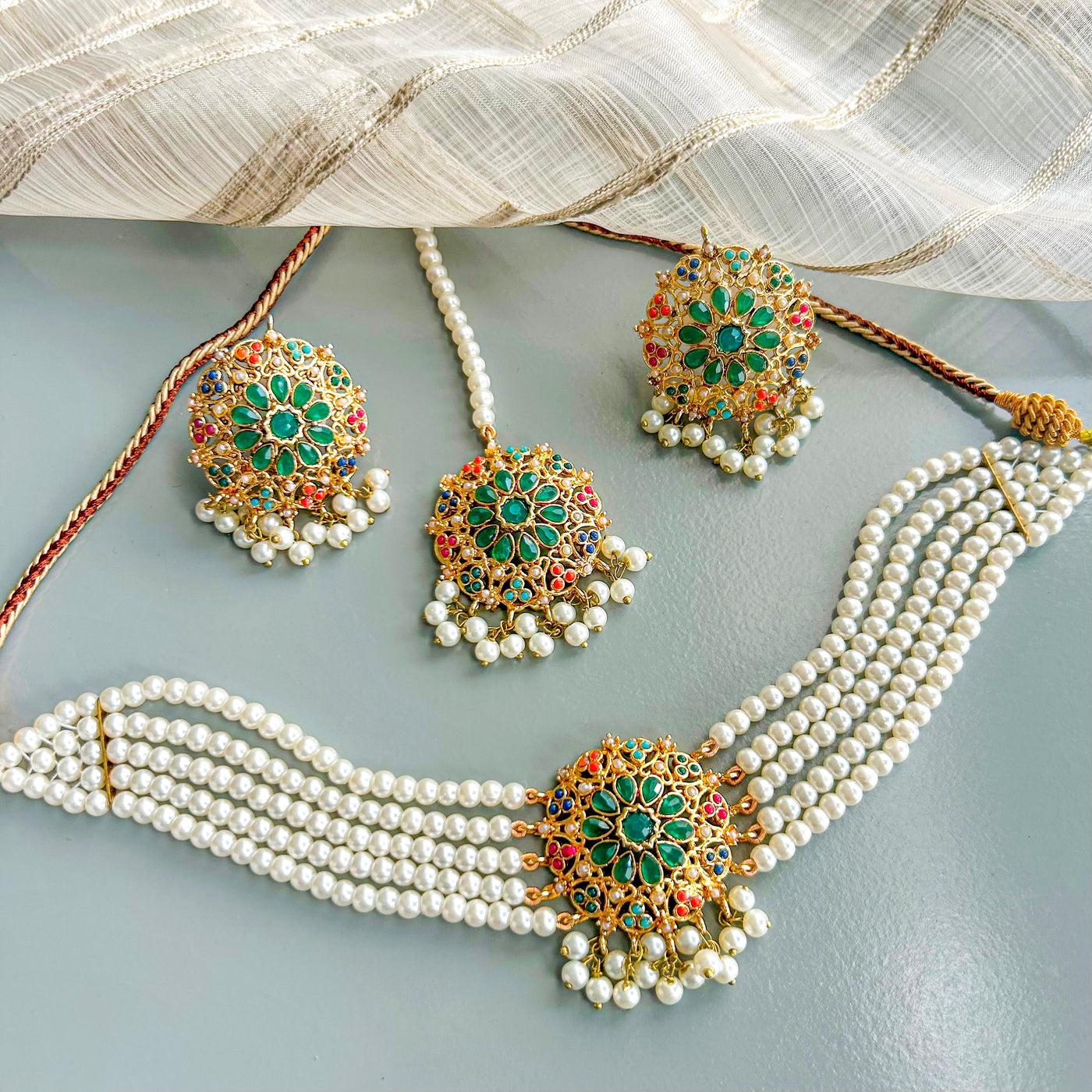 Moti-e-Abroo Pearl Majesty Choker Set - CS-53