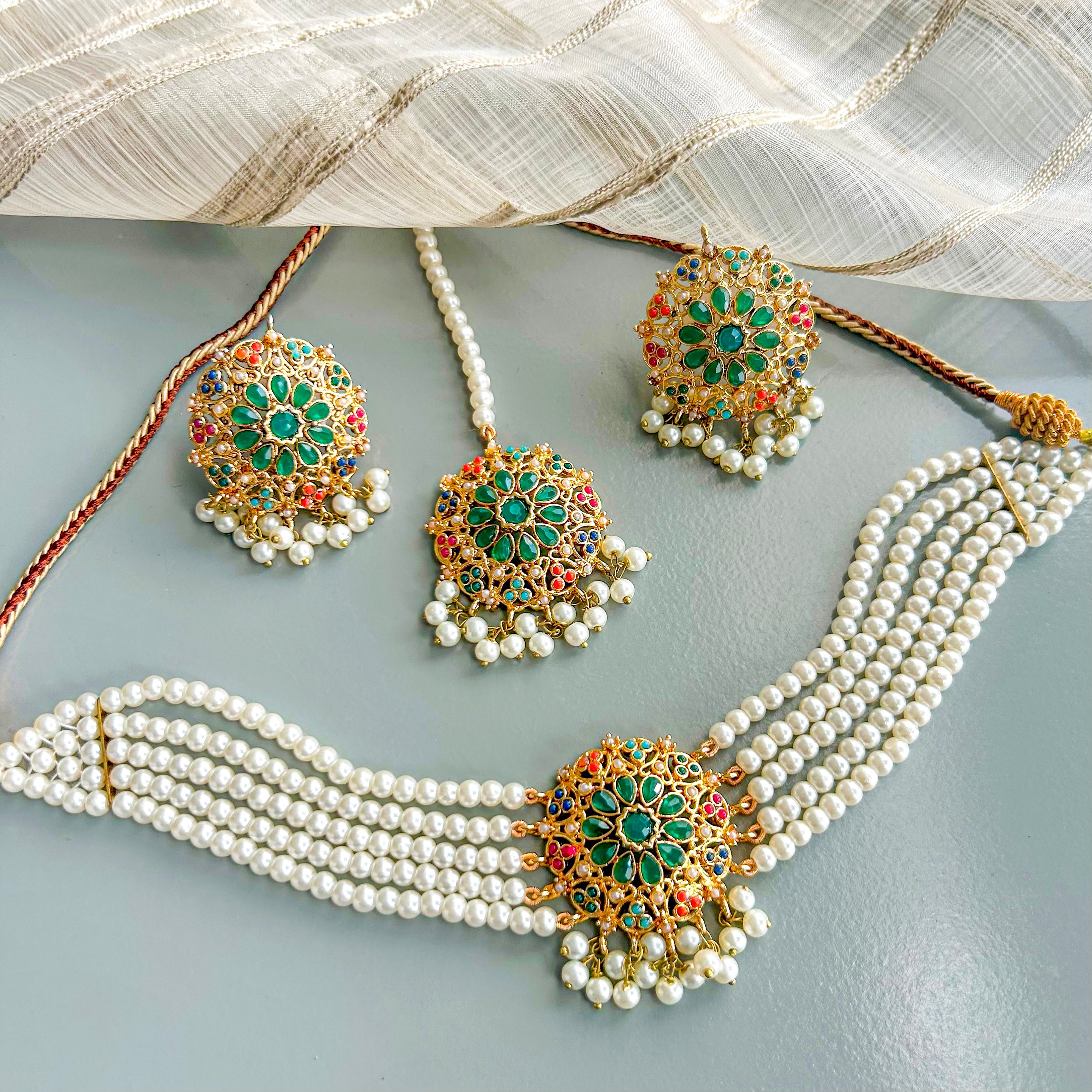 Moti-e-Abroo Pearl Majesty Choker Set - CS-53
