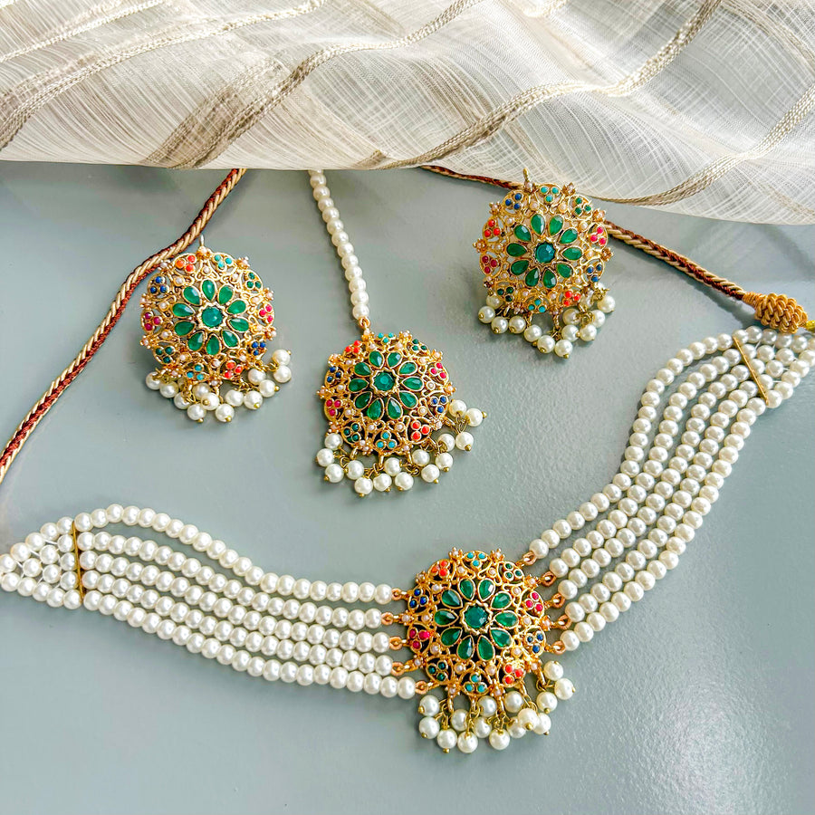Moti-e-Abroo Pearl Majesty Choker Set - CS-53