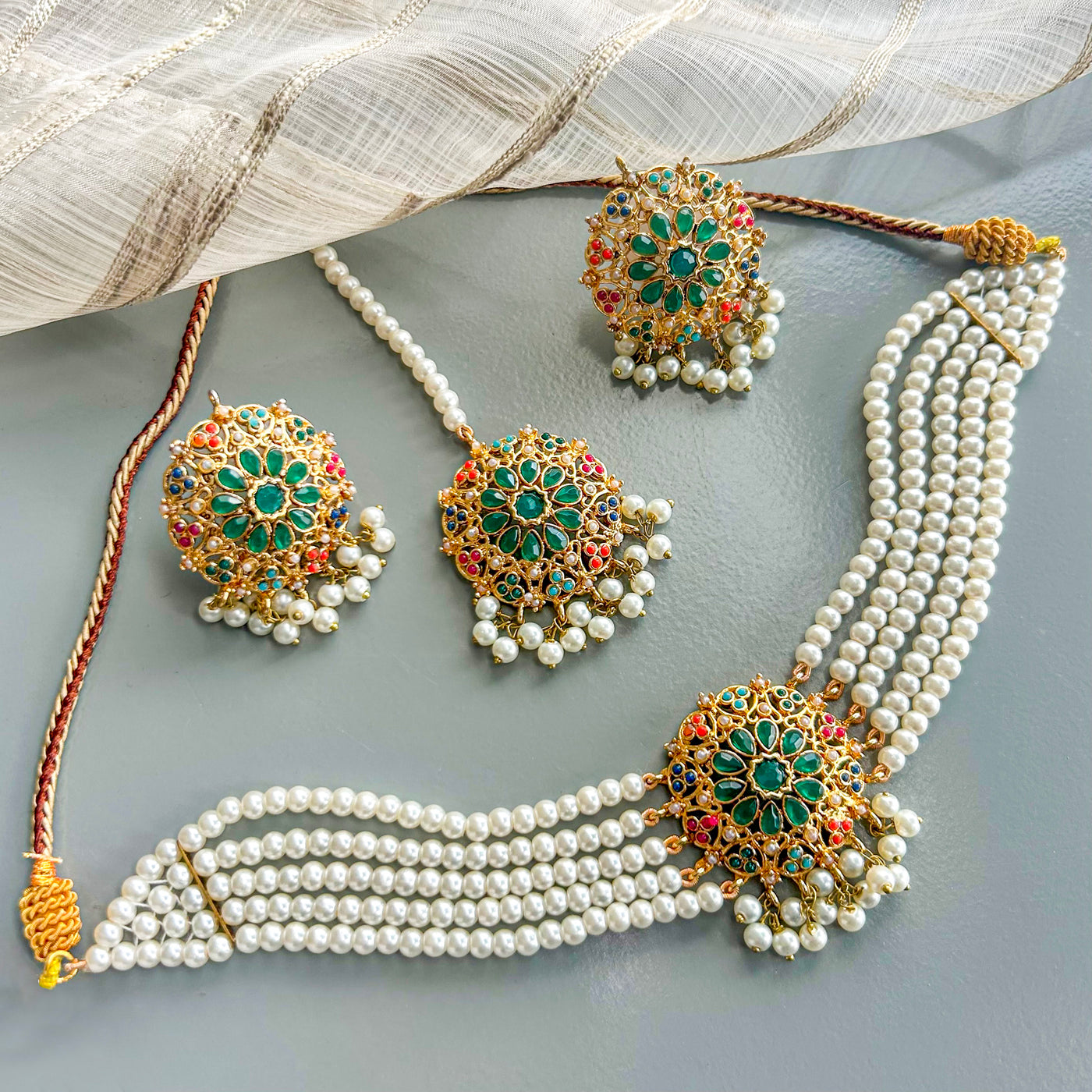Moti-e-Abroo Pearl Majesty Choker Set - CS-53