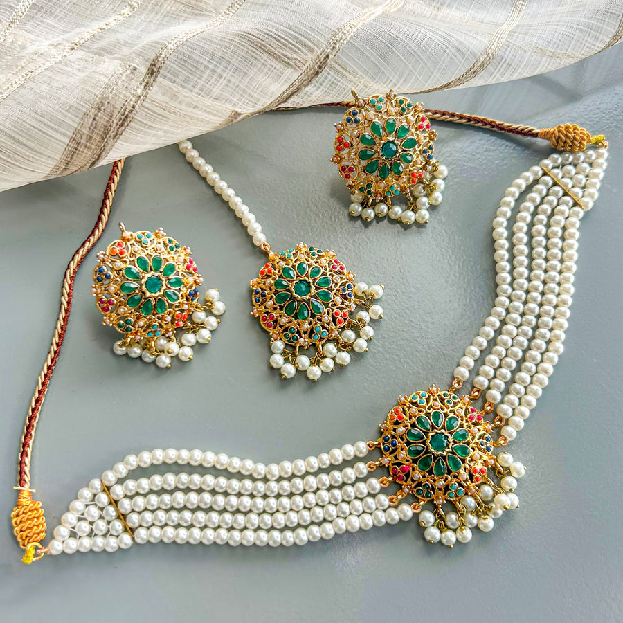 Moti-e-Abroo Pearl Majesty Choker Set - CS-53