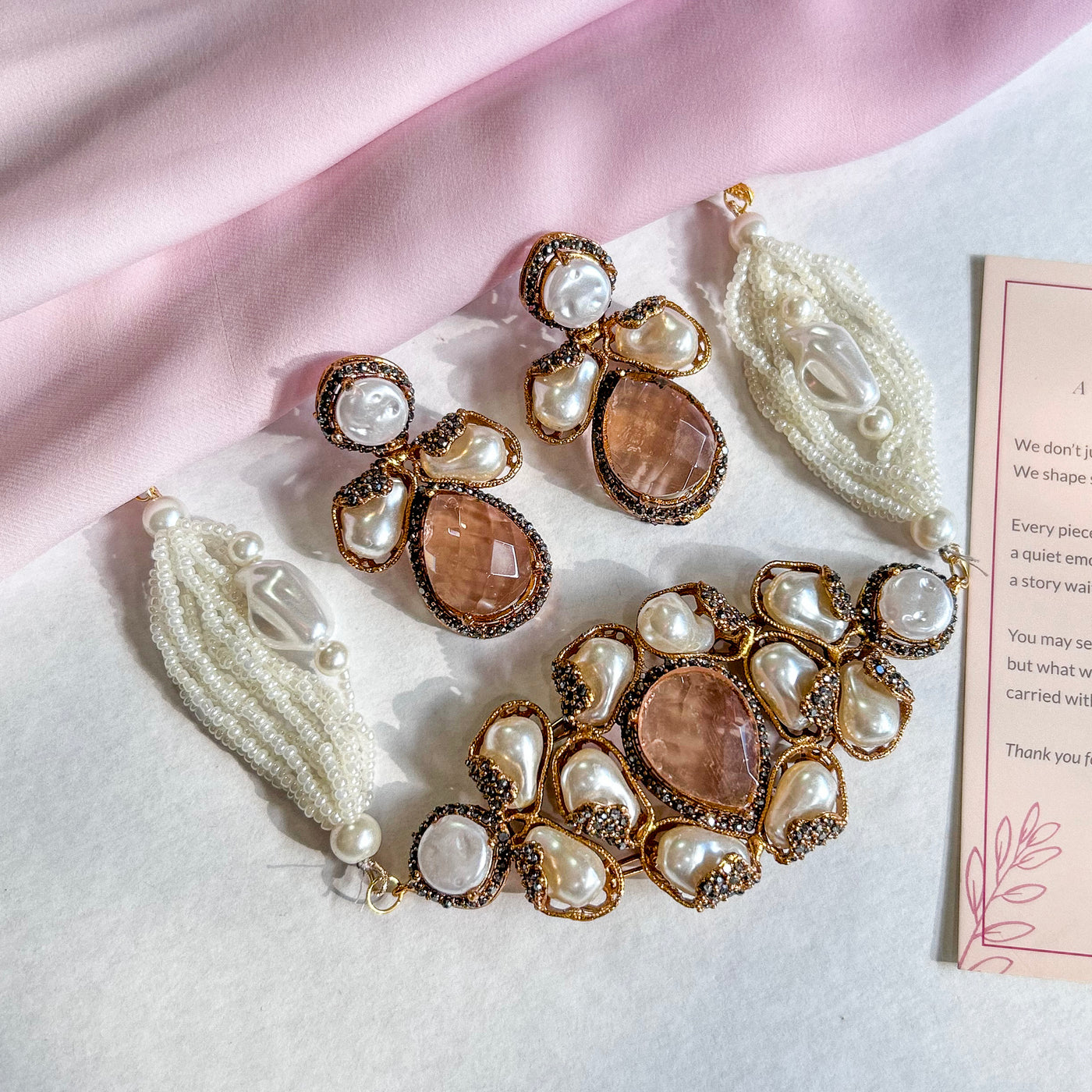 Heera-e-Hunar Mother of Pearls Gemstones Set - S-45