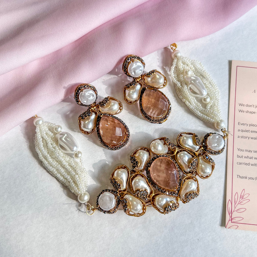 Heera-e-Hunar Mother of Pearls Gemstones Set - S-45