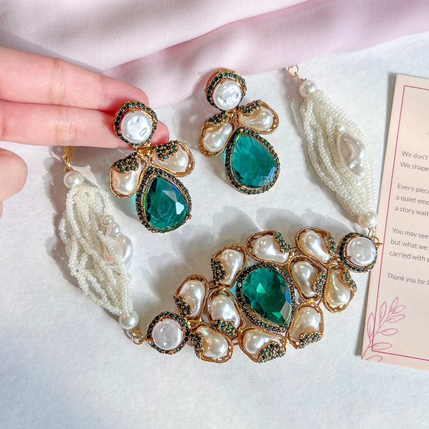 Heera-e-Hunar Mother of Pearls Gemstones Set - S-45