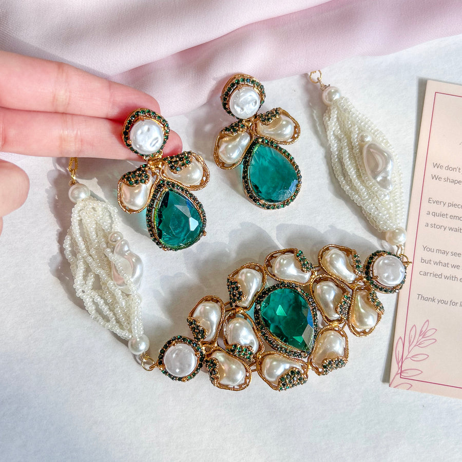 Heera-e-Hunar Mother of Pearls Gemstones Set - S-45