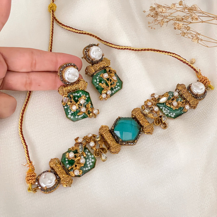 Shan e Heera Emerald Radiance Choker Set CS-48