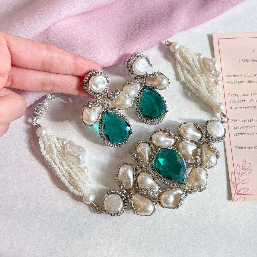 Heera-e-Hunar Mother of Pearls Gemstones Set - S-45