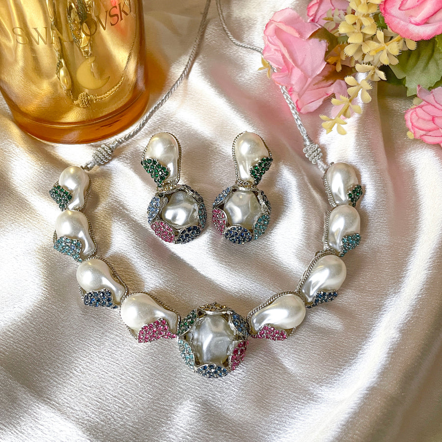 Moti e Phool Shine Pearl Necklace Set - S-50