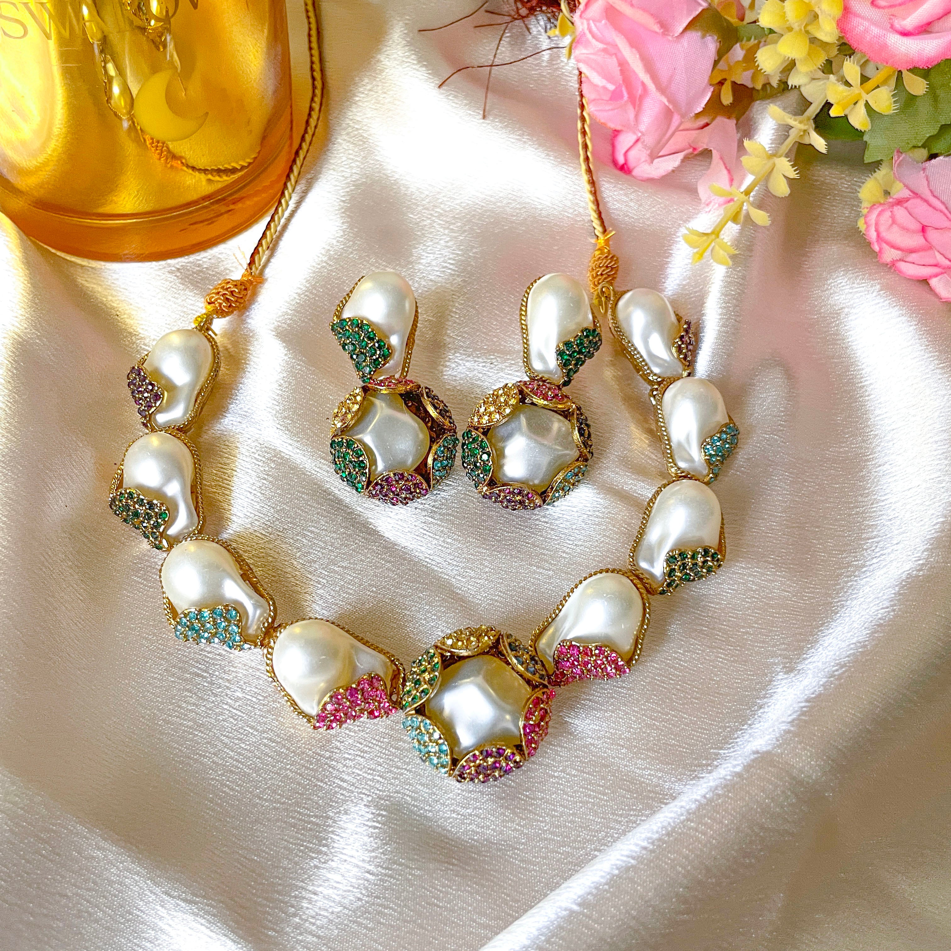 Moti e Phool Shine Pearl Necklace Set - S-50