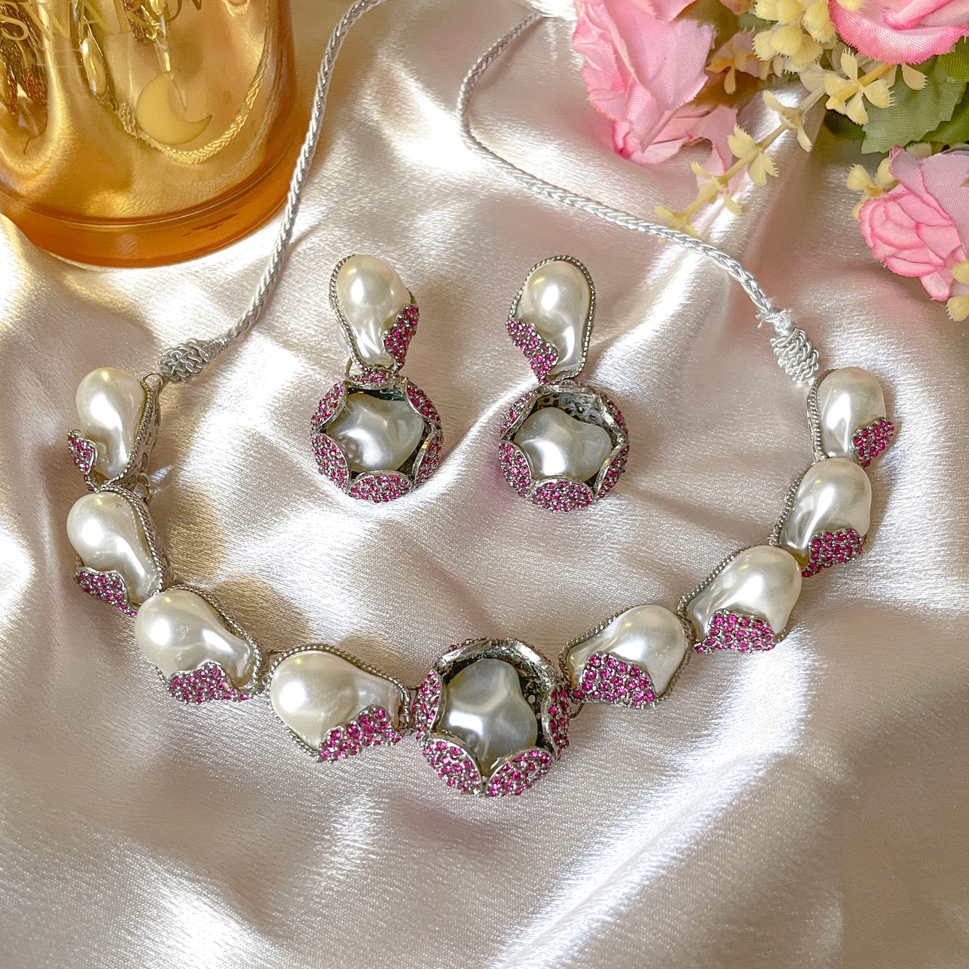 Moti e Phool Shine Pearl Necklace Set - S-50