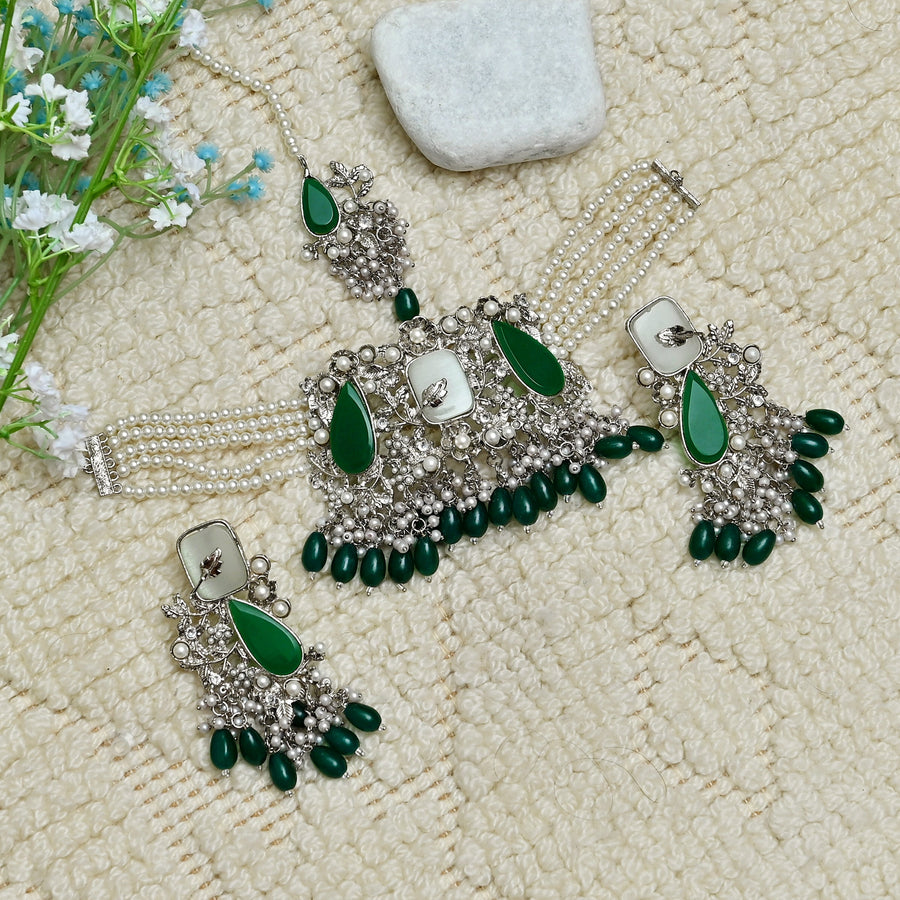 Emerald Pearl Enchantment Choker Set - (CS-08)