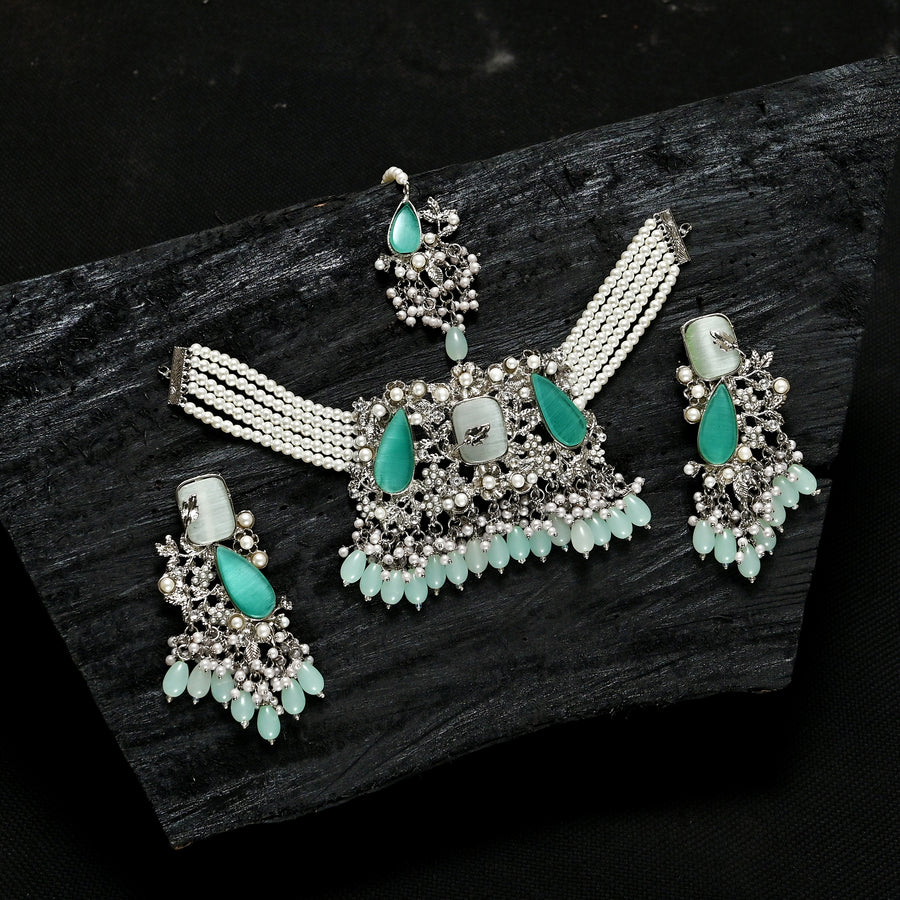 Emerald Pearl Enchantment Choker Set - (CS-08)