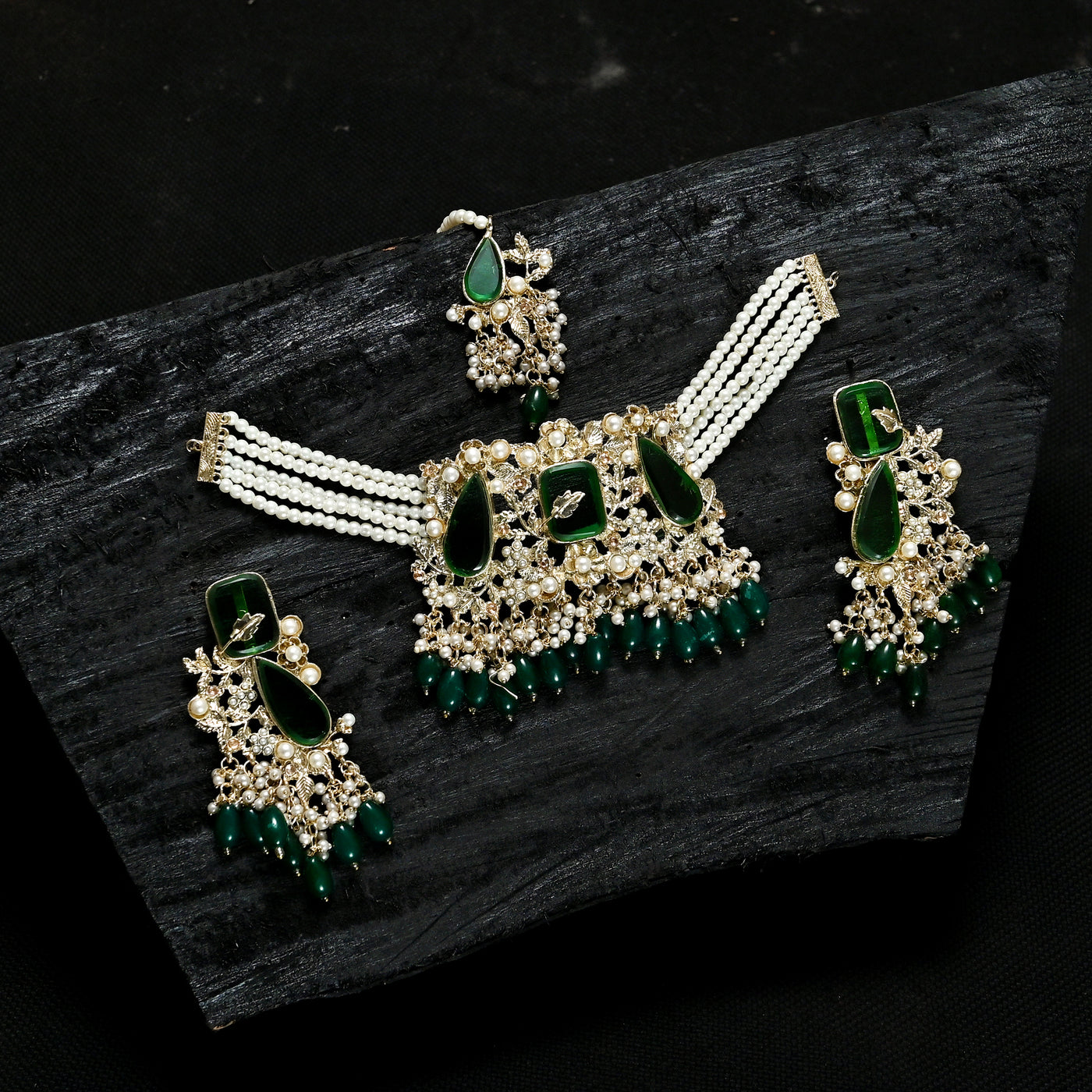 Emerald Pearl Enchantment Choker Set - (CS-08)