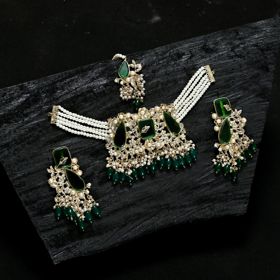 Emerald Pearl Enchantment Choker Set - (CS-08)