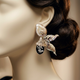 Close-up of Husn-e-Dil Onyx Frost earring styled on an ivory mannequin with dark hair