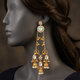 Jhoomri ER-177 Seafoam earring close-up on a charcoal mannequin with styled dark hair
