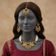 Aarasta Emerald Green necklace set with matching earrings and maang tikka on a charcoal mannequin